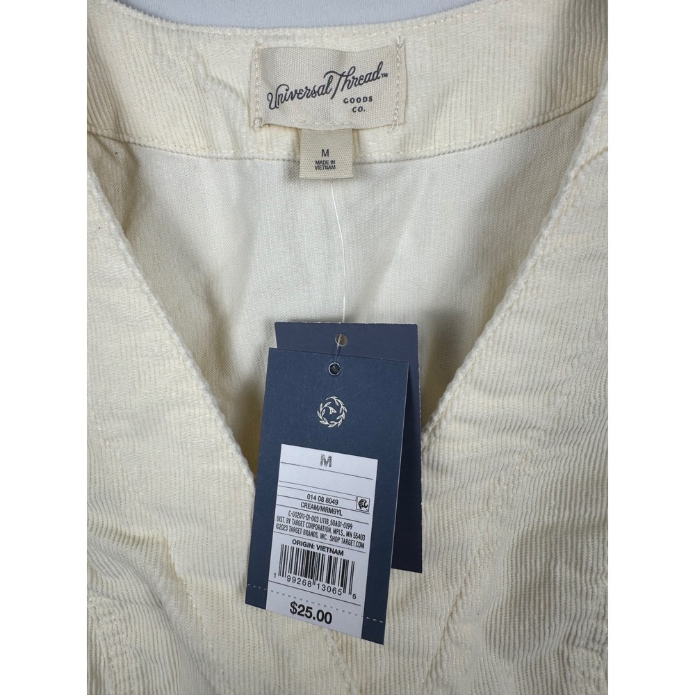 Universal Thread Cream Corduroy Button Front Vest Cream MRM9YL Size M NEW - Picture 2 of 6